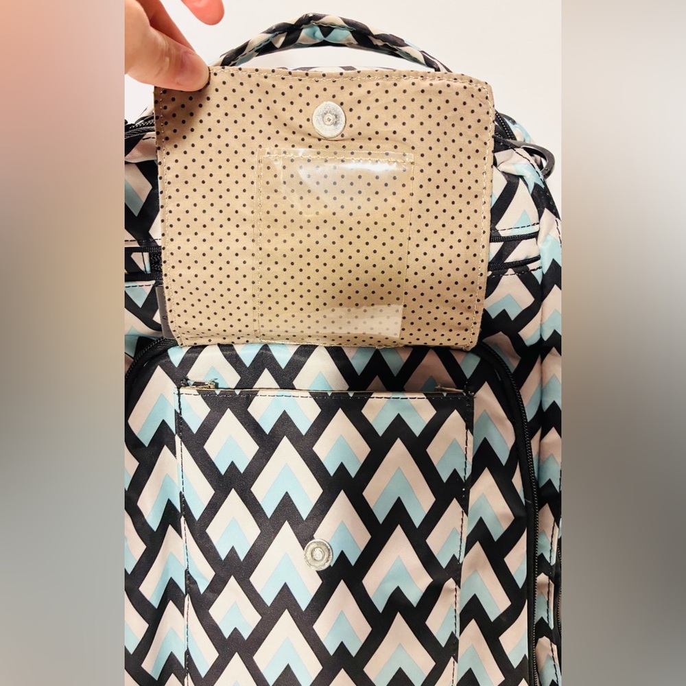 JuJuBe Be Right Back Chevron Backpack Diaper Bag Changing Pad Aqua Gray Black - Picture 5 of 13